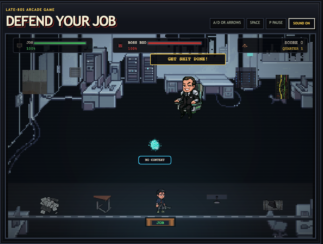Defend your job is a game where you need to defend your job from AI slob and bad judgement